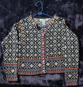 Cárdigan Suéter Vintage Nomadic Traders Para Mujer Negro Crema Botón Nórdico Talla M - Imagen 1 de 10