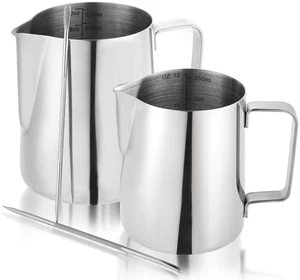 2 Pack Milk Frothing Pitcher, 12oz & 20oz Espresso Steaming Pitcher, Stainles... - Picture 1 of 7