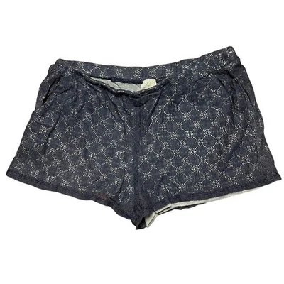 Ella Moss Anthropologie Navy Grey Crochet Overlay Knit Shorts Size L - Image 1 of 4