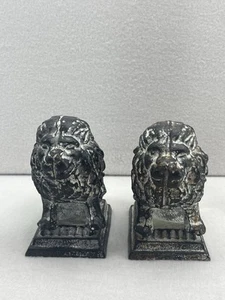 Set of 2 Heavy Cast Iron Lion Figurine, Doorstop, Paper Weight Book End Statue - Picture 1 of 10