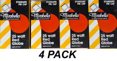 4 x 25W RED Coloured Bayonet Party Festoon Light Globes B22 Bayonet Incandescent - Image 1 of 2