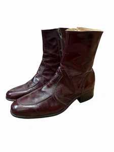 Botas Colección Diseñador Florsheim Vintage Hombres 8/Mujeres 9.5 Cremallera Sangre de Buey Años 70 - Imagen 1 de 9