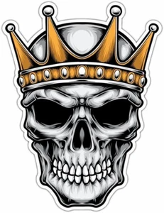 Skull With Crown King Car Bumper Vinyl Sticker Decal 4"X5" - Picture 1 of 1