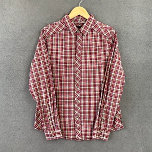 PrAna Long Sleeve Shirt Mens Size S Red Check Western Cut Pearl Snap Button Up - Picture 1 of 12