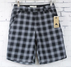 New Burton Boy's Youth Base Camp Shorts Size 26 True Black Lax Plaid - Picture 1 of 2