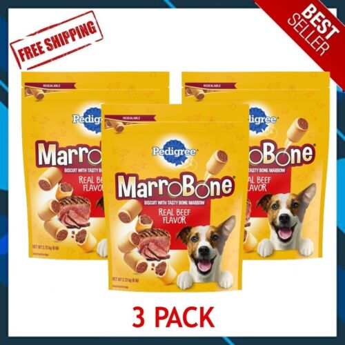 Pedigree Marrobone Real Beef Biscuit Treats for Dogs, 6 lb Pouch (3 Pack)