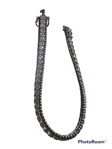 vintage black Tennis Chain Bracelet 925 - Picture 1 of 5