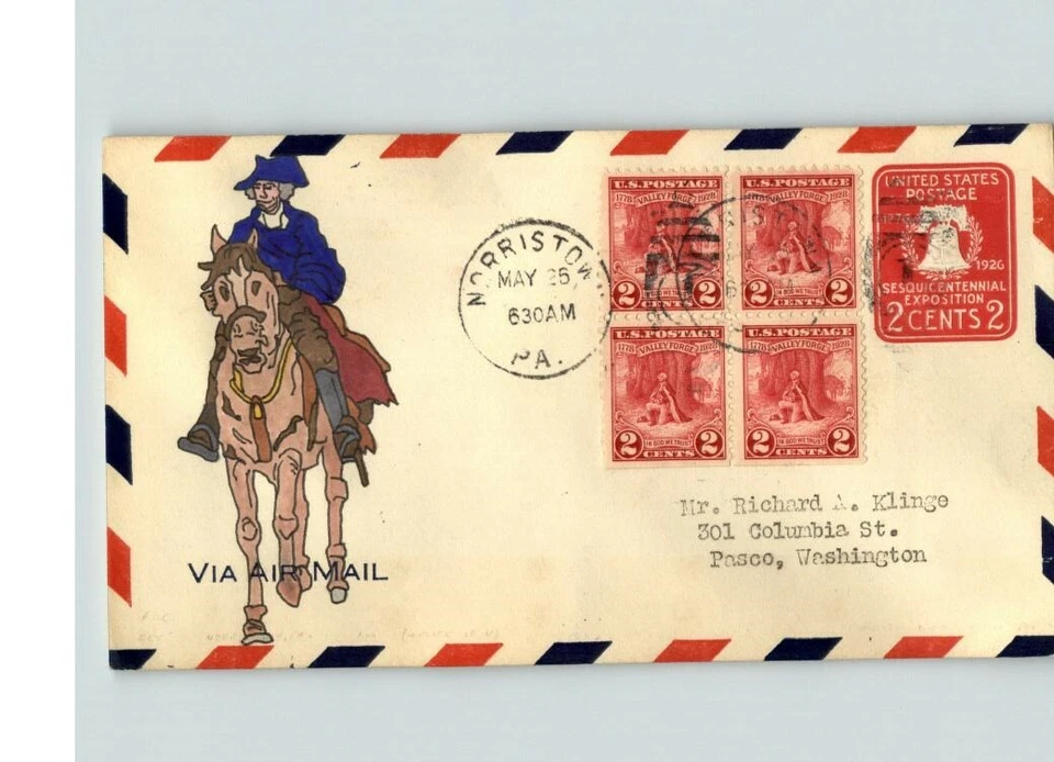 1928 VALLEY FORGE # 645 Bl/4 Hand Painted canc. Norristown, Pennsylvania FDC - Image 1 of 1