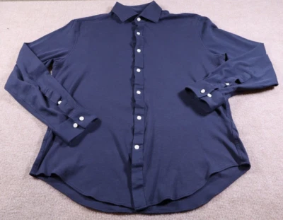 Michael Kors Men's Medium Navy Blue Slim Fit Button Up Dress Up Work Shirt - Image 1 of 4