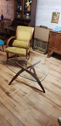 Forest Wilson Mid Century Modern Glass Top Sculptural Coffee Table Cover