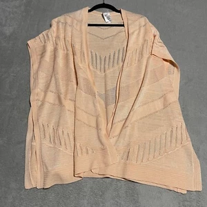 Chicos Cardigan Womens Small Medium Orange Open Front Poncho Knit Beachy Coastal - Picture 1 of 6