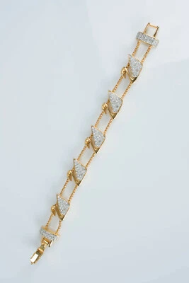 Pulsera de eslabones de cisne tono dorado cristal Swarovski reparación falta 1 piedra Foto 1 de 4