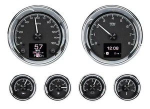 Dakota Digital Universal 6 Calibre Redondo Analógico Sistema Negro Kit HDX-2024-K - Imagen 1 de 22