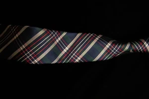 Ralph Lauren CHAPS - Men's Navy & Green Plaid Neck Tie 3.5"W x 48"L (Short) - Picture 1 of 6