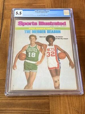 Quiosco Dave Cowens & Dr J Sports Illustrated CGC 5,5 OW/Wh (fusión NBA-ABA) Foto 1 de 3