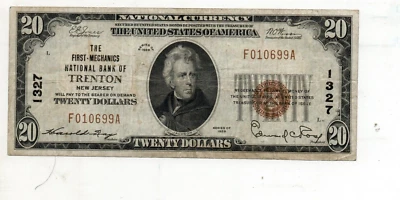 1929 $20 Twenty Dollar The First-Mechanics National Bank of Trenton, NJ - Image 1 of 2