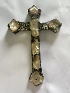 Vintage Shellart Abalone Shell Crucifix Cross Christianity Deeley Torquay - Picture 1 of 8
