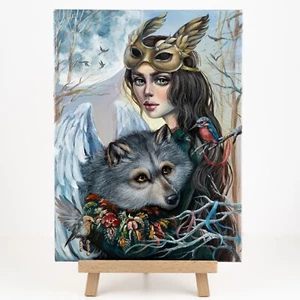 Simuran, a winged wolf, is a girl's friend Painting on canvas - Picture 1 of 9