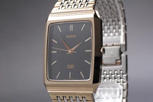 Vintage CITIZEN Exceed 2730-274326 Black Gold Men 28mm Quartz Watch From JAPAN - Picture 1 of 10