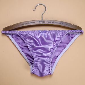 Womens 100% Silk Panties String Bikinis Bow Cute Underwear Knickers Bottoms