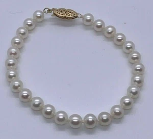 7" Pearl Bracelet 6mm with 14KG Clasp - Picture 1 of 2