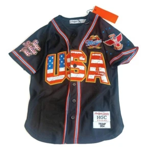 Headgear Classics USA Donald Trump Button Down Baseball Jersey Youth Boys Small - Picture 1 of 9