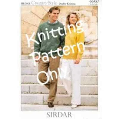 New Sirdar 9958 Country Style His Hers Pullover Sweater Double Knitting Pattern - Image 1 of 2