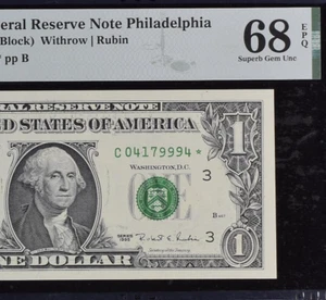 $1 1995 Star Note Fr. 1921-C* Philadelphia C04179994* PMG Graded 68EPQ Rare 2of5 - Picture 1 of 3