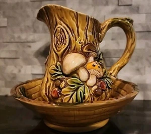 Lefton Vintage 70er Pilz Milchkännchen Krug und Schüssel Set - Bild 1 von 9