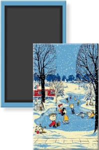 Charlie Brown Navidad Refrigerador Imán 2 x 3 Cacahuetes Patinaje sobre Hielo - Imagen 1 de 4