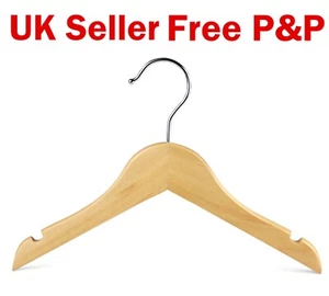 Ropa de madera para niños abrigo con muescas colgantes 360 gancho giratorio 28 cm madera natural - Imagen 1 de 5