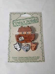 Trenas Trinkets Noahs Ark Brooch Pin 1997 Zebra Giraffe Religious New - Picture 1 of 4