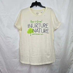 Old Navy Mens Ivory Green 2011 Earth Day Graphic Short Sleeve Casual Tee XXL New - Picture 1 of 8