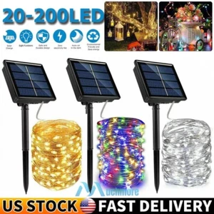 Cadena De Luces Solares 20-200 LED Tira Luz Solar Para Exterior Jardin Navidad - Picture 1 of 49
