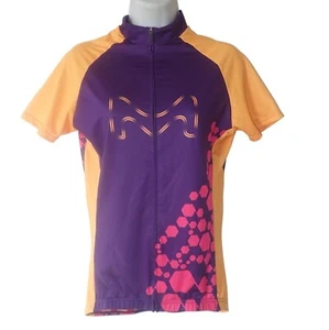 Jakroo Cycling Jersey Women L Full Zip Short Sleeve Pan Mass Challenge Purple - Picture 1 of 8