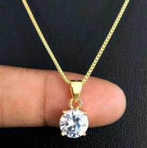 1Ct Round Cut Diamond Solitaire Wedding Pendant Necklace 14k White Gold Finish - Picture 1 of 5