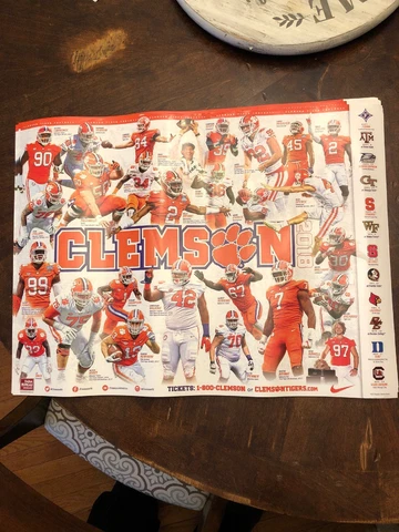 CLEMSON TIGERS 2018-2019 FOOTBALL POSTER SCHEDULE 18" X 24" National Champs Year Cover