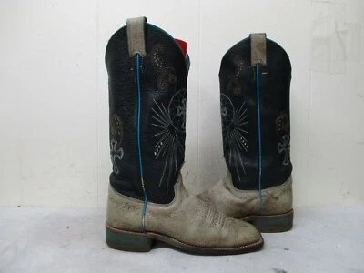 Justin Cross Square Toe Cowboy Boots Womens Size 6 B Style BRL321 USA - Image 1 of 4