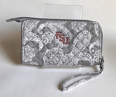 Cartera Muñequera Vera Bradley Florida State University Gris y Blanco Frontal con Cremallera Foto 1 de 4