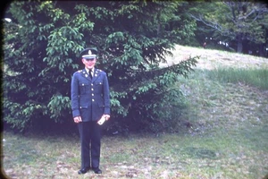 Red Border 1950s Norwich Univ  Vermont Military Man Ceremony Kodachrome Slide A8 - Picture 1 of 1