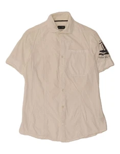 ARMANI JEANS Mens Graphic Short Sleeve Shirt Medium White Cotton BA05 - Picture 1 of 3