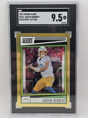 2022 Score - Justin Herbert #136 Gold Dots /225 - Image 1 of 3