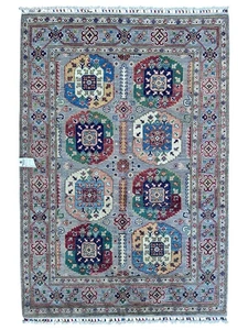Hand-Knotted Afghani Kazak Wool Rug – 4’1″ x 5’11″ - Picture 1 of 5