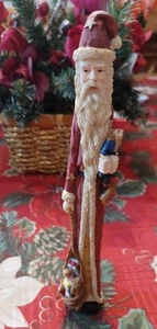 Statuina Babbo Natale tradizioni natalizie dipinta a mano decorazione scolpita con scatola - Foto 1 di 13