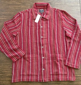 NEW Todd Snyder NY Red Multi-Stripe Cotton Blend Guayabera Shirt Medium NWT$288 - Picture 1 of 12