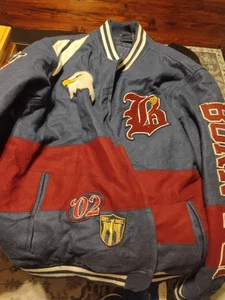 Born Fly Stadium Jacket 3XL Men's Blue Maroon Eagle Varsity Wool Bomber Crest - Picture 1 of 18