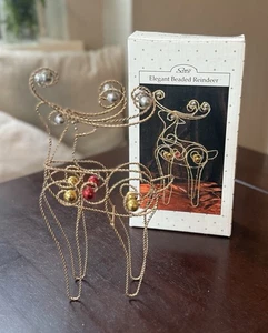 Vintage elegantes Perlen Rentier von Scotts, 8,5" Weihnachten Urlaub Dekor in Box - Bild 1 von 10