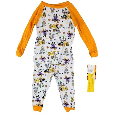 Boys Disney Mickey Mouse Donald Goofy Halloween Pajama Set Orange White 18M - Image 1 of 4