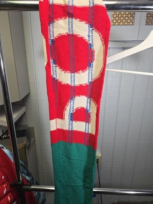 NEW POLO RALPH LAUREN SCARF WOOL BLEND KNIT RED/BLUE/GREEN PC0171 COLOR BLOCK RL - Image 1 of 3