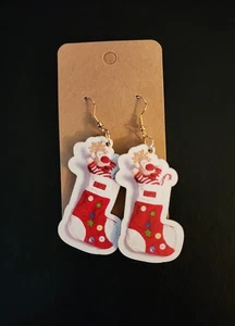 Pendientes de Navidad Joyería Medias Fiesta Festiva Vacaciones Rojo Madera Caprichoso  - Imagen 1 de 2